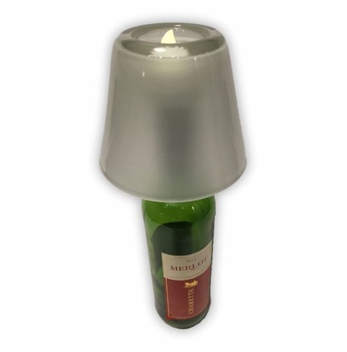 Waxinelichthouder voor op wijnfles van glas mat