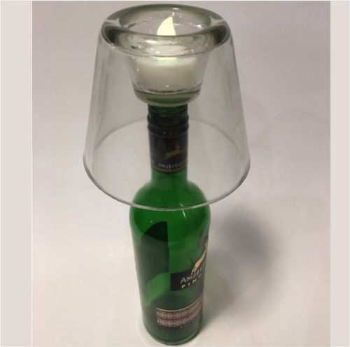 Bottlelight waxinelichthouder voor op een fles van helder glas