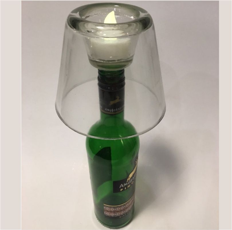 smal inrichting ongebruikt Bottlelight waxinelichthouder voor op een fles van helder glas