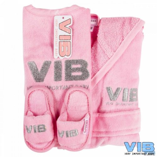 Giftset VIB roze met slabber slofjes en badjasje