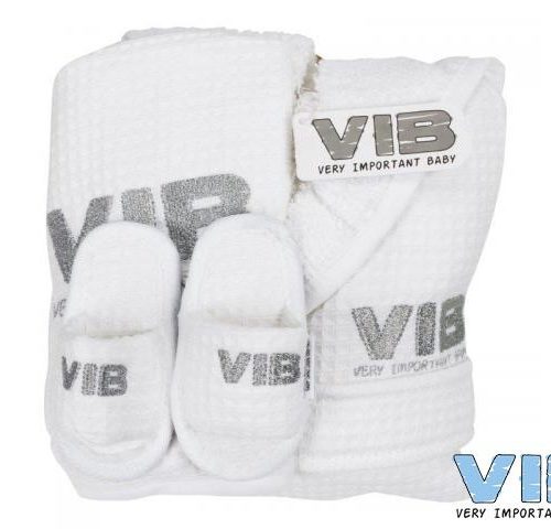 Giftset VIB wit met slabber slofjes en badjasje