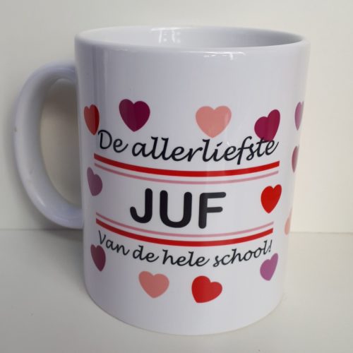 Mok met opdruk De allerliefste JUF van de hele school
