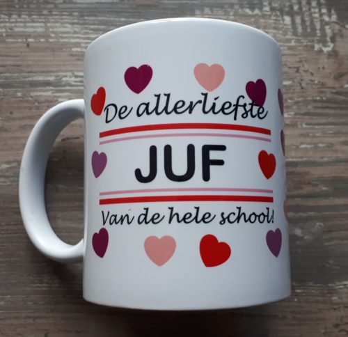 Mok met opdruk De allerliefste JUF van de hele school
