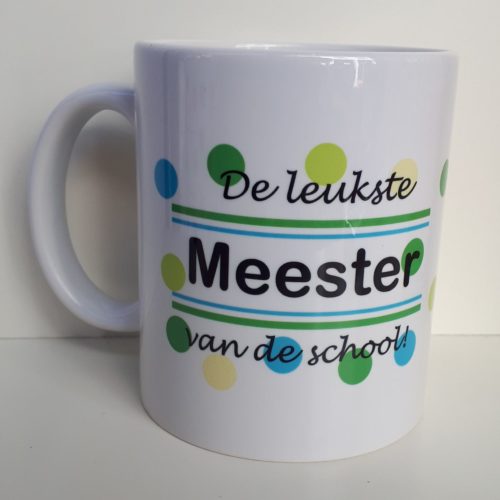 Mok met opdruk De leukste MEESTER van de school 2