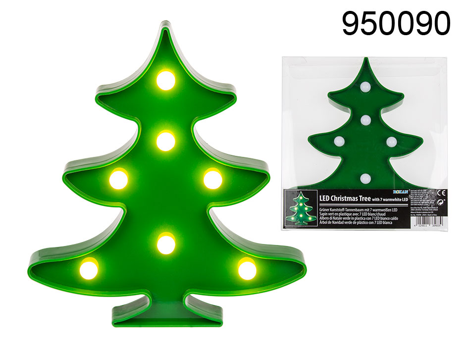 naakt terras Natura Kunststof kerstboom 22 cm hoog met LED verlichting