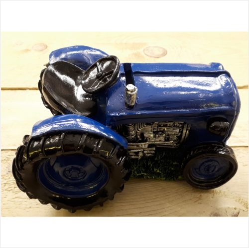 Grote spaarpot tractor blauw