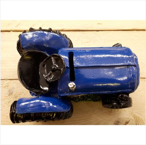 Grote spaarpot tractor blauw