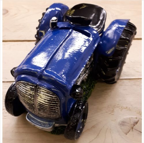 Grote spaarpot tractor blauw