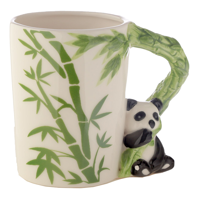 Knikken armoede Monteur Mok van keramiek met panda handvat en bamboe print
