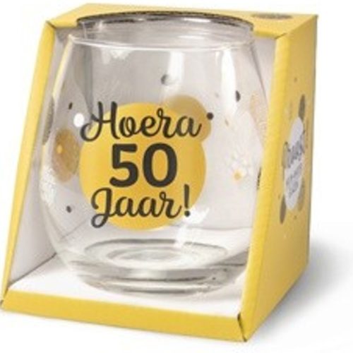 Water- wijnglas Hoera 50 jaar