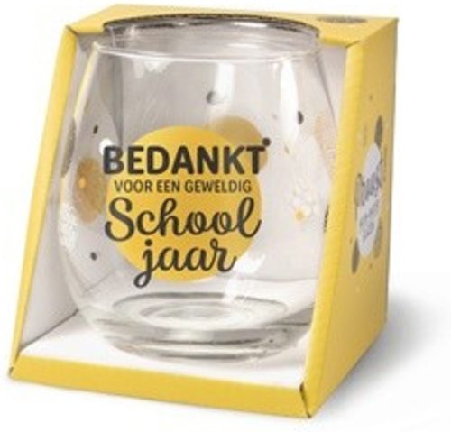 Water- wijnglas met tekst Bedankt voor een geweldig school jaar