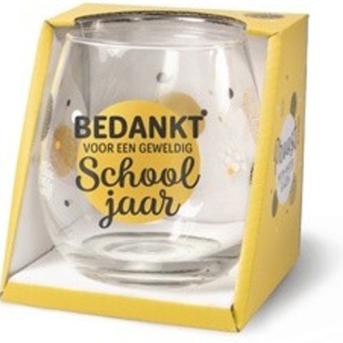 Water- wijnglas met tekst Bedankt voor een geweldig school jaar