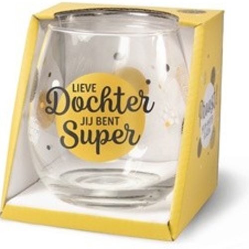 Water- wijnglas met tekst Lieve dochter jij bent super