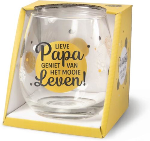 Water- wijnglas met tekst Lieve papa geniet van het mooie leven