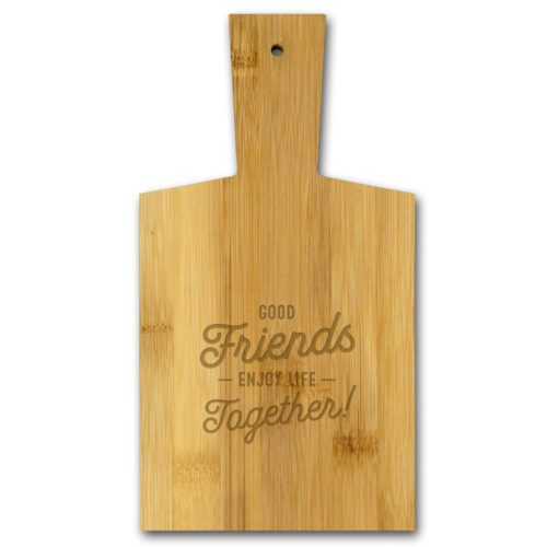 Borrelplank van bamboe met tekst Good FRIENDS enjoy life together