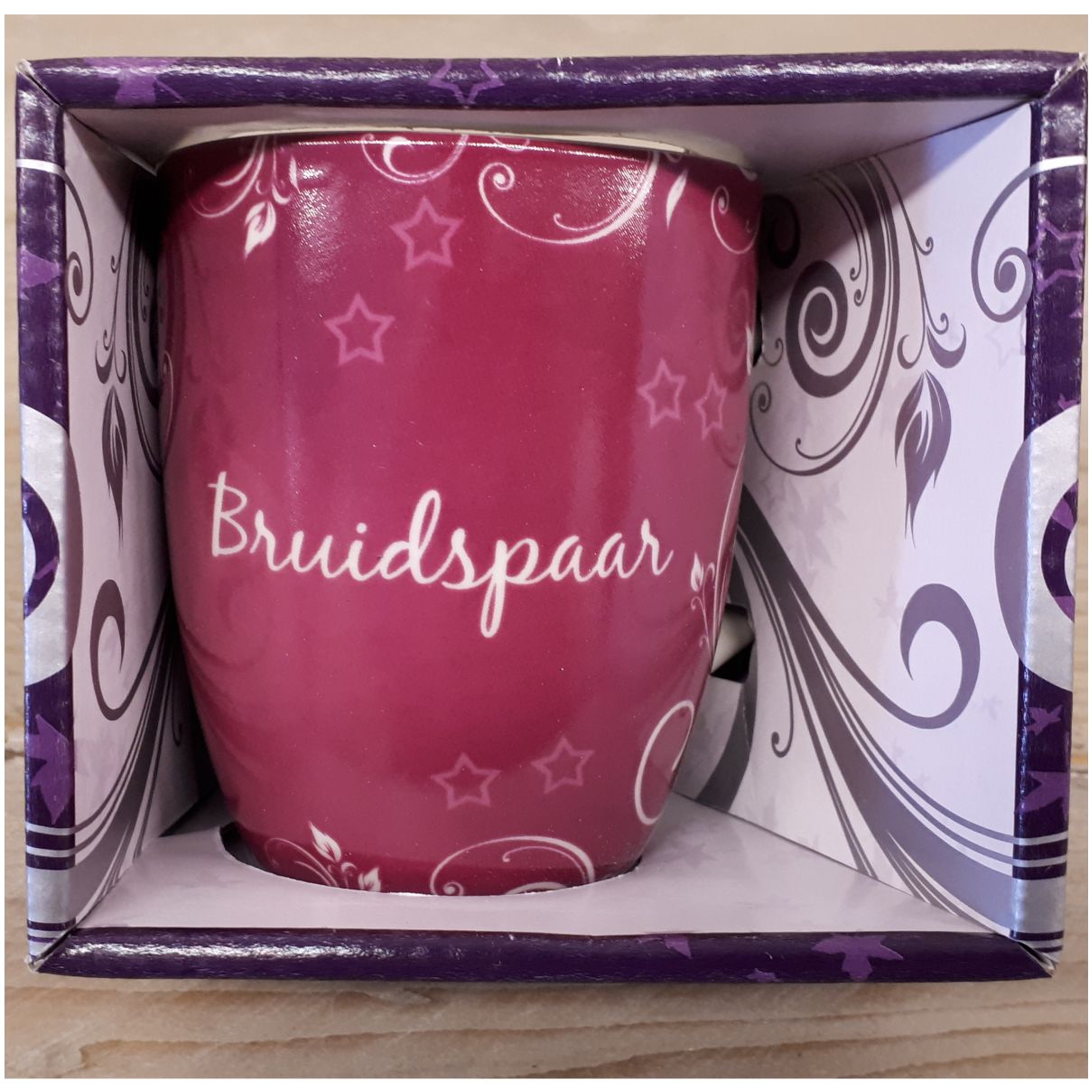 Mok bruidspaar roze in nette geschenkverpakking