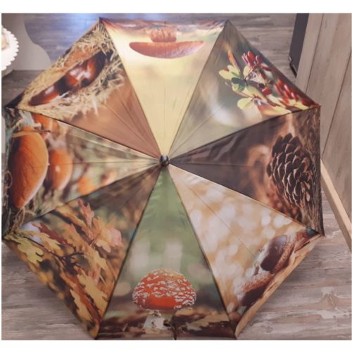 Paraplu herfst bladeren paddestoelen en pompoen van Esschert design