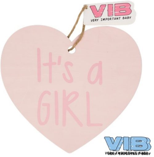 Kasthanger hart roze it's a girl van VIB