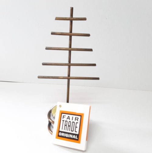 Fairtrade mini kerstboom waxinelicht houder industrieel van metaal