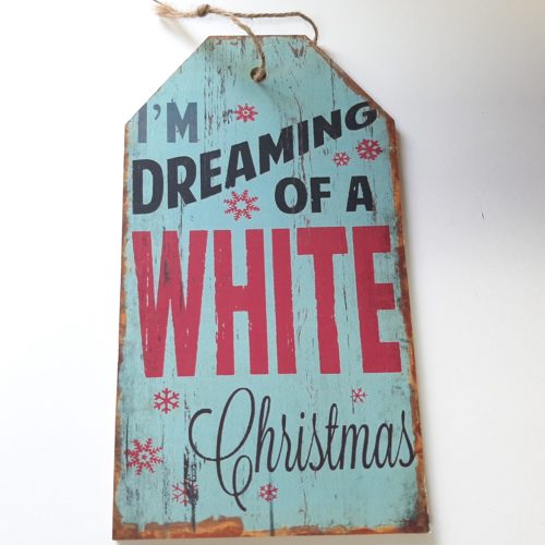 Houten tekstbord kerst lichtblauw White Christmas