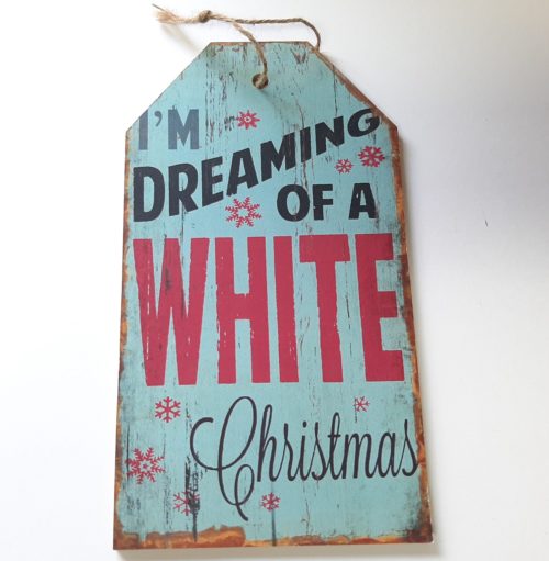 Houten tekstbord kerst lichtblauw White Christmas