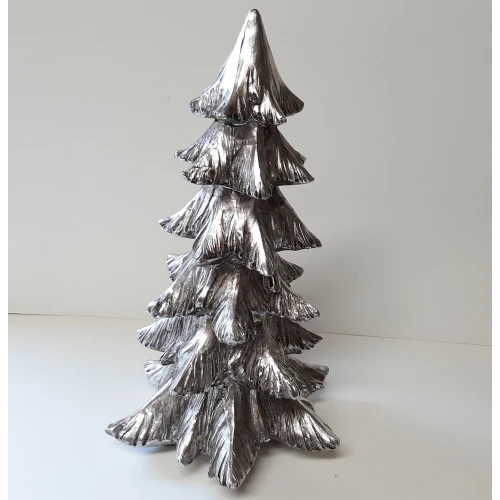 Zilverkleurige kerstboom 28 cm hoog