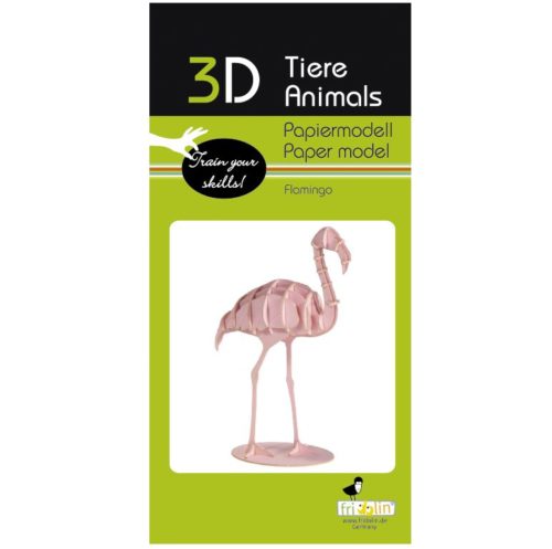 3D puzzel en bouwpakket flamingo van karton