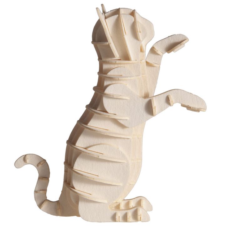 Verkeerd Lenen verstoring 3D puzzel en bouwpakket witte staande kat van karton