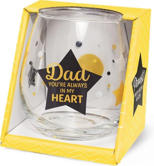 Water- wijnglas met tekst DAD you're always in my heart