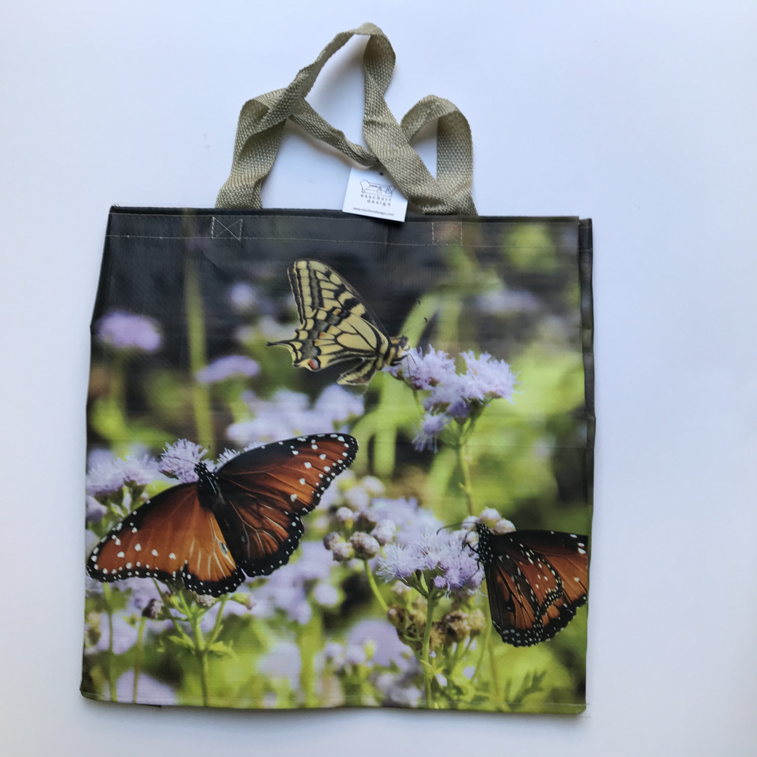 Vermelden Dagelijks Wanten Nylon boodschappentas vlinders op bloemen