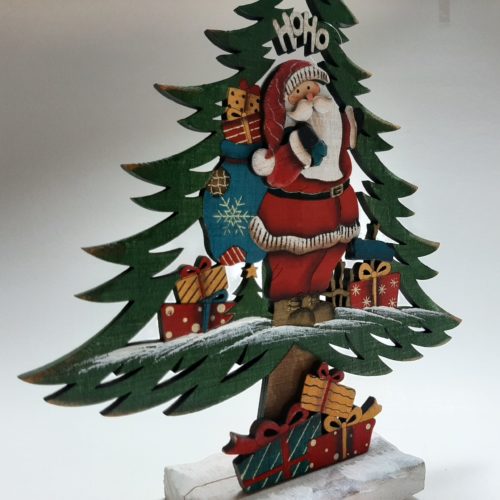 Decoratieve kerstboom met kerstman en kerstcadeaus 31cm hoog