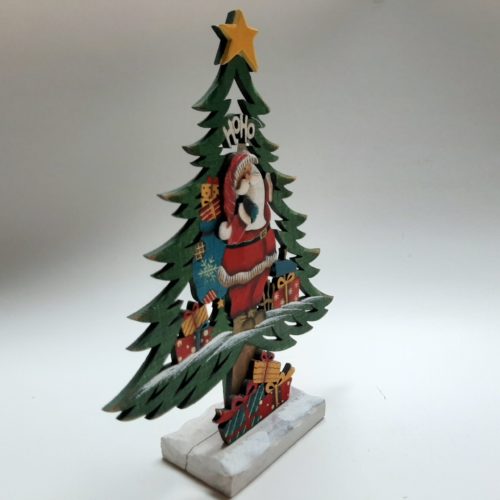 Decoratieve kerstboom met kerstman en kerstcadeaus 31cm hoog