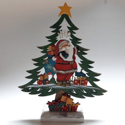 Decoratieve kerstboom met kerstman en kerstcadeaus 31cm hoog