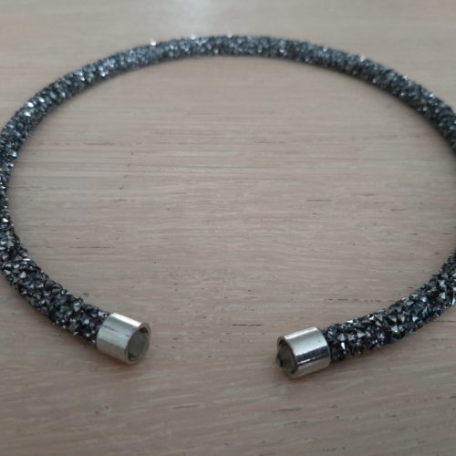 Gala ketting donker zilver met heldere kraal