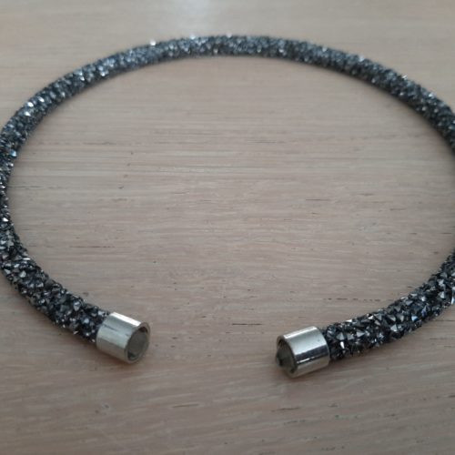 Gala ketting donker zilver met heldere kraal