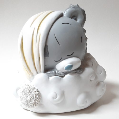 Spaarpot beer met slaapmuts op wolk voor baby of kind