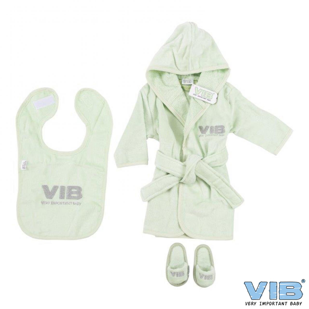 VIB giftset baby badjas slab en slofjes in mint