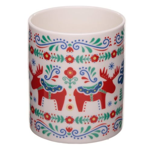 Kerst mok met rendieren en kerstboom in Scandinavisch design