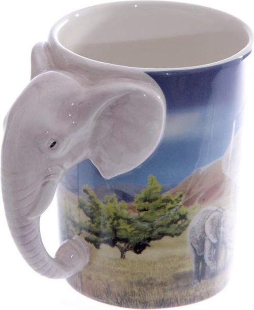 Mok olifant Savanne met slurf en kop als 3D oor