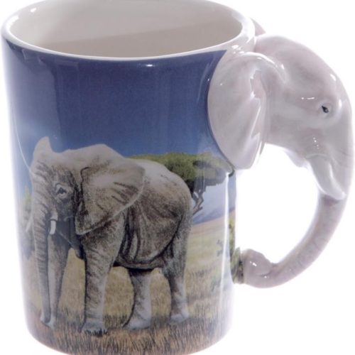 Mok olifant Savanne met slurf en kop als 3D oor