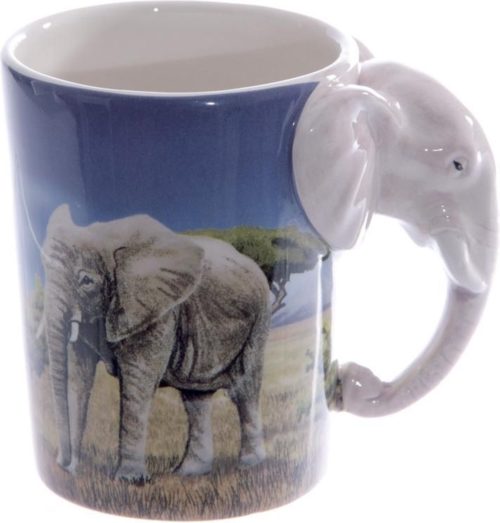 Mok olifant Savanne met slurf en kop als 3D oor