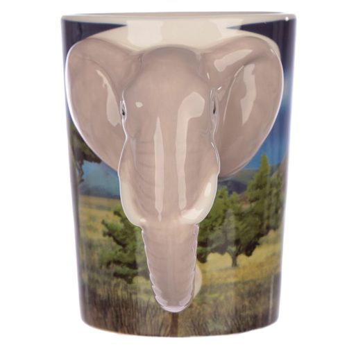 Mok olifant Savanne met slurf en kop als 3D oor