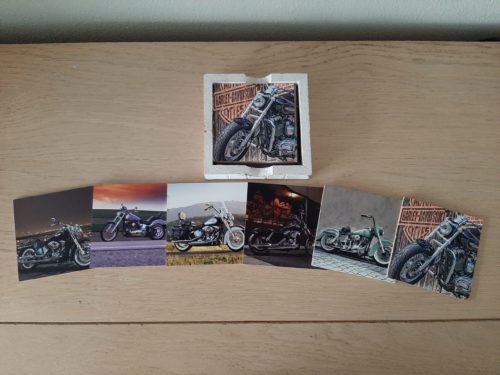 Onderzetters motoren Harley Davidson in kleur set van 6 stuks