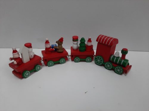 Kerst trein met wagons in rood 23cm lang