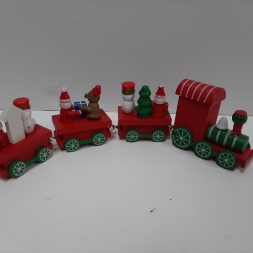 Kerst trein met wagons in rood 23cm lang