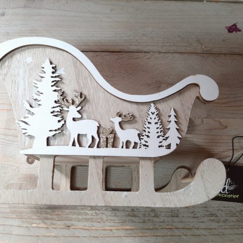Houten arrenslee houtsnijwerk - kerst decoratie