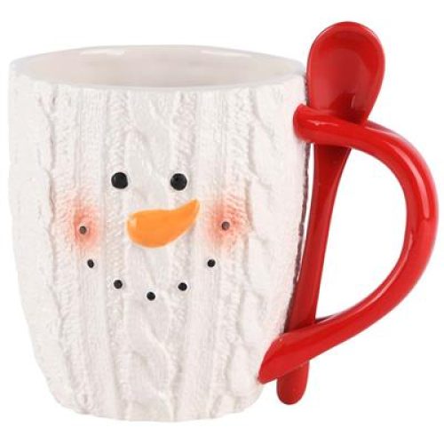 Grote 3D mok sneeuwpop met rode lepel