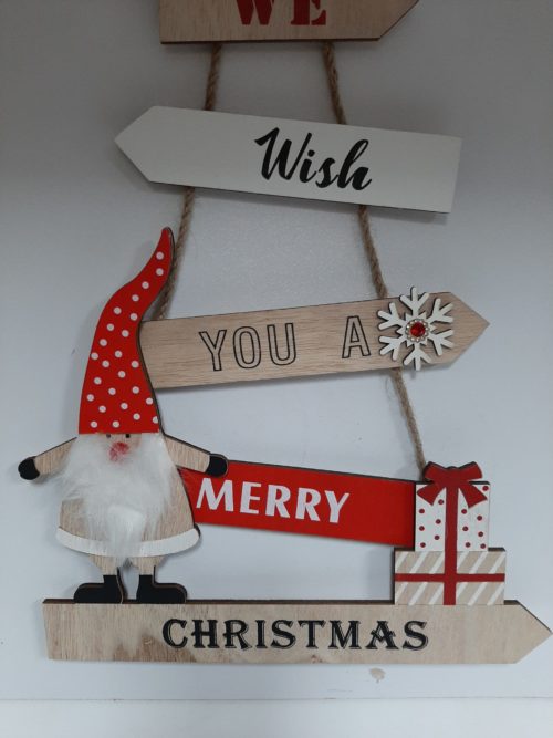 Houten hanger kerstboom We wish you a merry Christmas