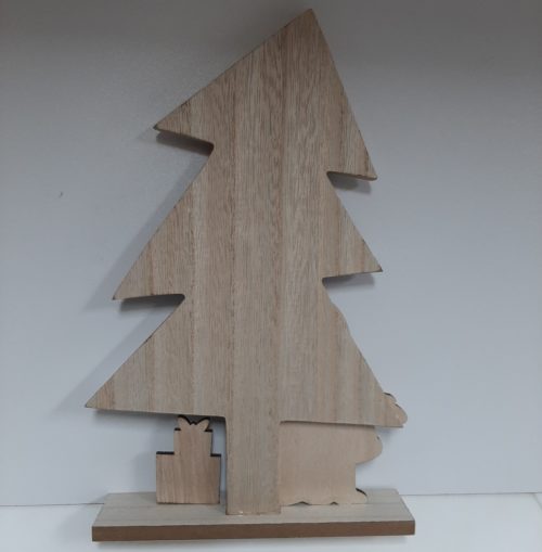 Houten kerstboom 30 cm hoog met tekst Merry Christmas