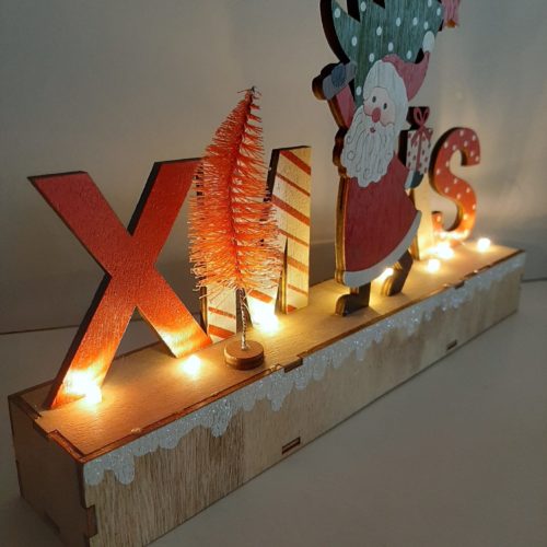 Houten letters Xmas color - Kerst decoratie met led